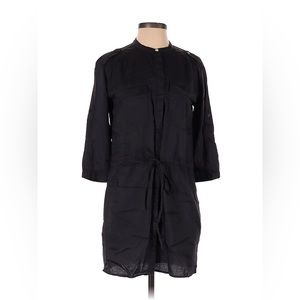 Mango 3/4 sleeve shirt dress button up dark grey black relaxed fit XXS worn once